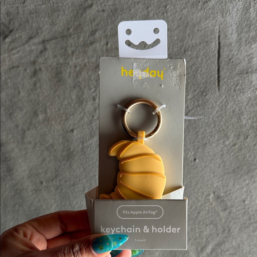 Heyday Yellow Keychain Holder for AirTag croissant